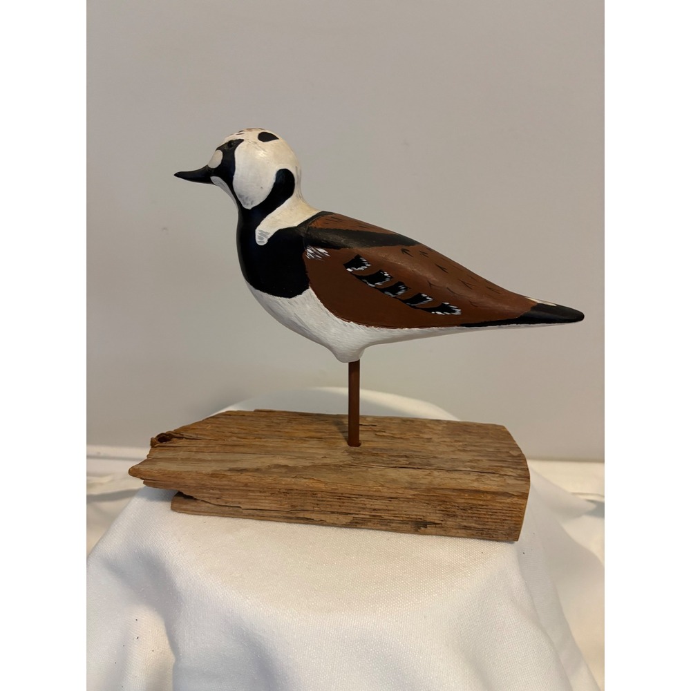 Hand Carved Wooden Ruddy Turnstone Shorebird Decoy signed and dated "91"